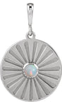 Platinum Round Natural Ethiopian Opal Starburst Cabochon Necklace or Pendant