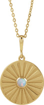 14K Gold Round Natural Ethiopian Opal Starburst Cabochon Necklace or Pendant - Yellow Gold