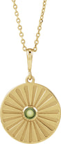 14K Gold Round Natural Peridot Starburst Cabochon Necklace or Pendant - Yellow Gold