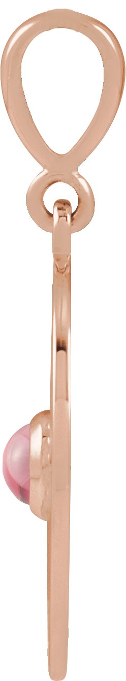 14K Gold Round Natural Rhodolite Garnet Starburst Cabochon Necklace or Pendant - Rose Gold - view 2