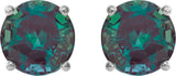 Platinum Lab-Grown Alexandrite Round 4-Prong Lightweight Stud Earrings – 6-8mm Stones - view 20