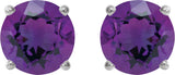 Platinum Natural Amethyst Round 4-Prong Lightweight Stud Earrings – 6-8mm Stones - view 20