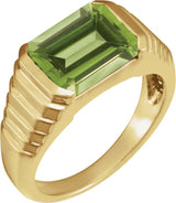 14K Gold Natural Peridot Emerald Bezel-Set Ring - Yellow Gold