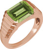 14K Gold Natural Peridot Emerald Bezel-Set Ring - Rose Gold