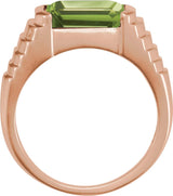 14K Gold Natural Peridot Emerald Bezel-Set Ring - Rose Gold - view 2