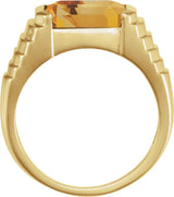 14K Gold Natural Citrine Emerald Bezel-Set Ring - Yellow Gold - view 2