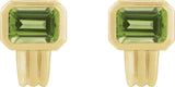 14K Gold Natural Peridot Emerald Bezel-Set Earrings - Yellow Gold - view 2