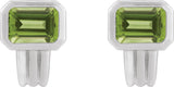 Platinum Natural Peridot Emerald Bezel-Set Earrings - view 2