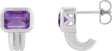 Platinum Natural Amethyst Emerald Bezel-Set Earrings