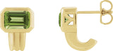 14K Gold Natural Peridot Emerald Bezel-Set Earrings - Yellow Gold