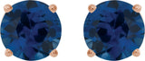 14K Gold Lab-Grown Blue Sapphire Round 4-Prong Lightweight Stud Earrings - Rose Gold - view 11