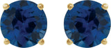14K Gold Lab-Grown Blue Sapphire Round 4-Prong Lightweight Stud Earrings - Yellow Gold - view 8
