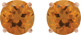 14K Gold Natural Citrine Round 4-Prong Lightweight Stud Earrings – 2.5-8mm Stones - Rose Gold - view 8