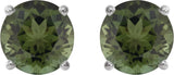 14K Gold Natural Green Tourmaline Round 4-Prong Lightweight Stud Earrings – 6mm Stones - White Gold - view 8