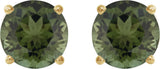 14K Gold Natural Green Tourmaline Round 4-Prong Lightweight Stud Earrings – 6mm Stones - Yellow Gold - view 8
