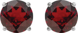 Platinum Natural Mozambique Garnet Round 4-Prong Lightweight Stud Earrings – 6-8mm Stones - view 20