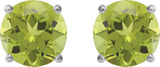 Platinum Natural Peridot Round 4-Prong Lightweight Stud Earrings - view 20