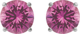14K Gold Lab-Grown Pink Sapphire Round 4-Prong Lightweight Stud Earrings - White Gold - view 8
