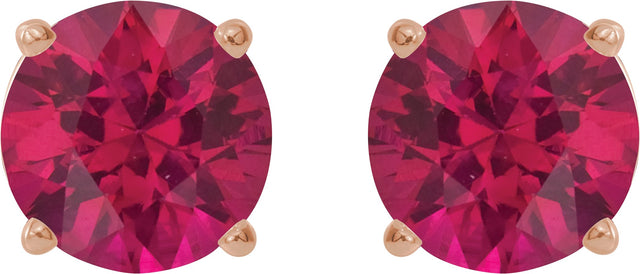 14K Gold Lab-Grown Ruby Round 4-Prong Lightweight Stud Earrings - Rose Gold - view 11