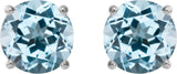 Platinum Natural Sky Blue Topaz Round 4-Prong Lightweight Stud Earrings - view 20