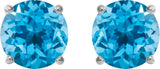 Platinum Natural Swiss Blue Topaz Round 4-Prong Lightweight Stud Earrings – 7-8mm Stones - view 20