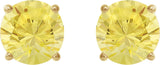 14K Gold Lab-Grown Yellow Sapphire Round 4-Prong Lightweight Stud Earrings - Yellow Gold - view 8