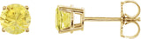 14K Gold Natural Yellow Sapphire Round 4-Prong Lightweight Stud Earrings - Yellow Gold - view 7