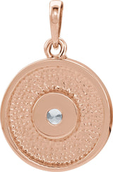 14K Gold Round Natural Diamond Disc Necklace or Pendant - Rose Gold - view 6
