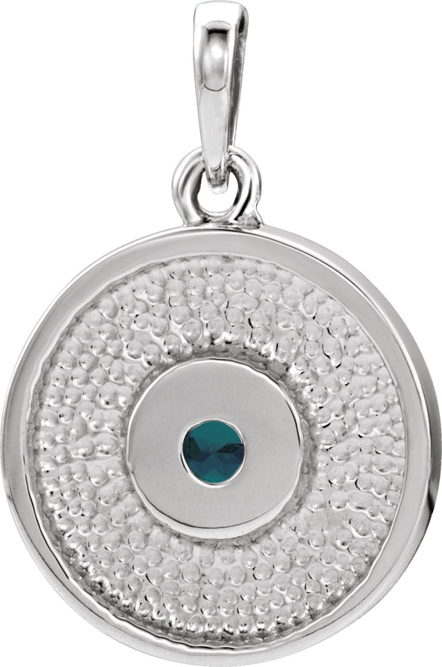 Platinum Round Lab-Grown Alexandrite Disc Necklace or Pendant - view 6