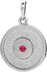 Platinum Round Lab-Grown Ruby Disc Necklace or Pendant - view 6