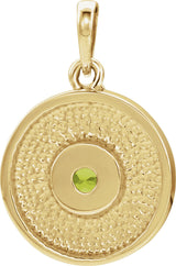 14K Gold Round Natural Peridot Disc Necklace or Pendant - Yellow Gold - view 6