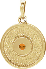 14K Gold Round Natural Citrine Disc Necklace or Pendant - Yellow Gold - view 6
