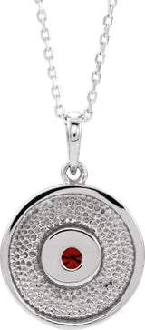 Platinum Round Natural Mozambique Garnet Disc Necklace or Pendant - view 6