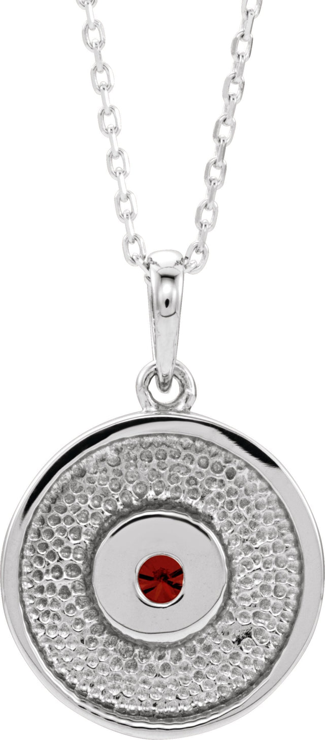 Platinum Round Natural Mozambique Garnet Disc Necklace or Pendant - view 6