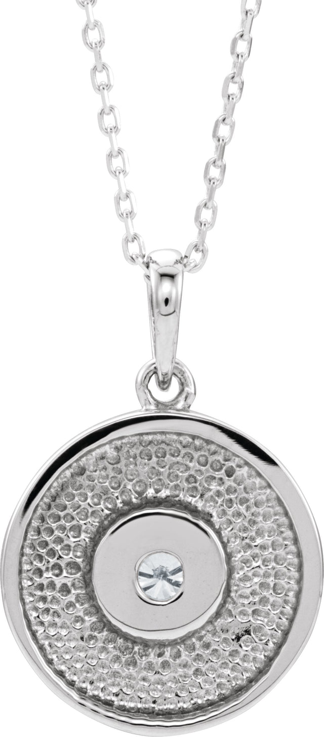 Platinum Round Natural Diamond Disc Necklace or Pendant - view 6