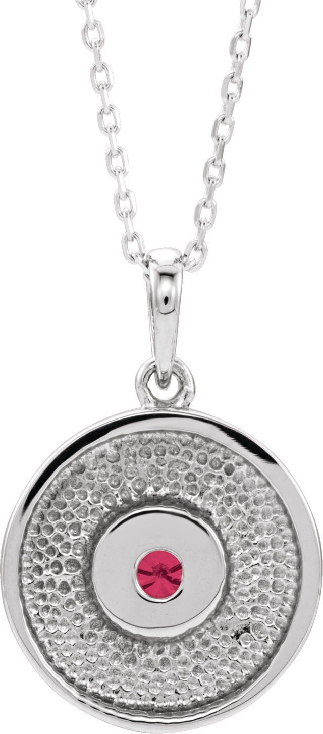 Platinum Round Lab-Grown Ruby Disc Necklace or Pendant - view 6