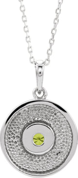 Platinum Round Natural Peridot Disc Necklace or Pendant - view 6