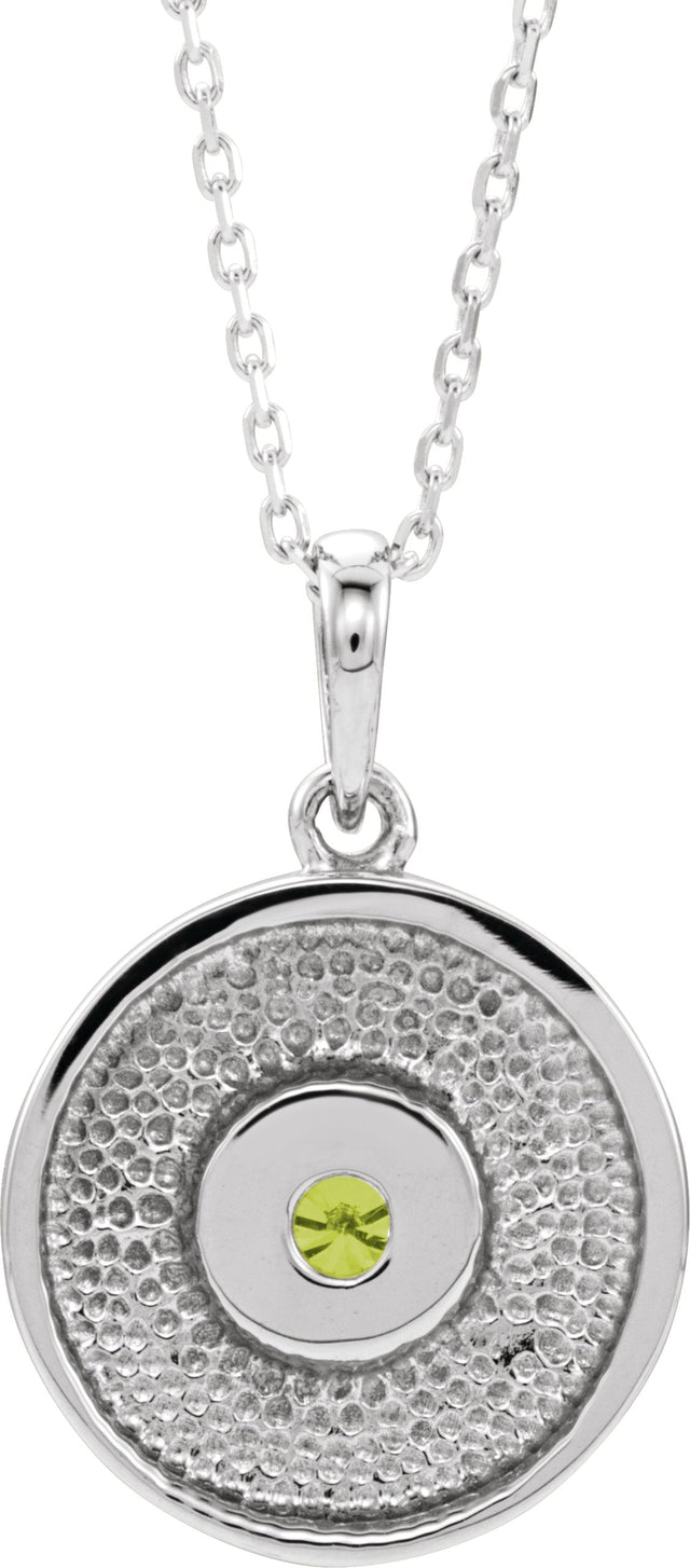 Platinum Round Natural Peridot Disc Necklace or Pendant - view 6