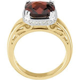 14K Gold Cushion Natural Mozambique Garnet & Natural Diamond Halo-Style Ring – 10x10mm - view 2