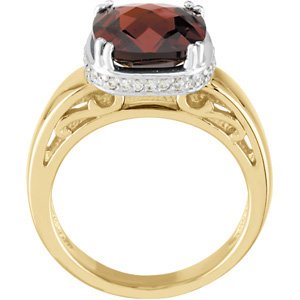 14K Gold Cushion Natural Mozambique Garnet & Natural Diamond Halo-Style Ring – 10x10mm - view 2