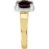14K Gold Cushion Natural Mozambique Garnet & Natural Diamond Halo-Style Ring – 10x10mm - view 4