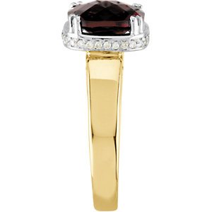 14K Gold Cushion Natural Mozambique Garnet & Natural Diamond Halo-Style Ring – 10x10mm - view 4
