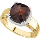14K Gold Cushion Natural Mozambique Garnet & Natural Diamond Halo-Style Ring – 10x10mm - view 5