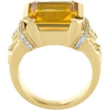 14K Gold Emerald Natural Citrine & Natural Diamond Accented Ring - view 2