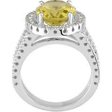 14K Gold Oval Natural Lemon Quartz & Natural Diamond Halo-Style Ring - view 2
