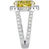 14K Gold Oval Natural Lemon Quartz & Natural Diamond Halo-Style Ring - view 4