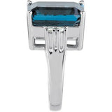 14K Gold Emerald Natural London Blue Topaz & Natural Diamond Accented Ring – 14x10mm - view 3