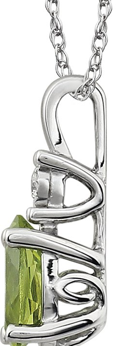 14K Gold Oval Natural Peridot & Natural Diamond Accented Necklace - view 2