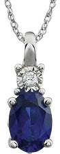 14K Gold Oval Lab-Grown Blue Sapphire & Natural Diamond Accented Necklace