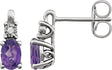 14K Gold Oval Natural Amethyst & Natural Diamond Accented Birthstone Earrings
